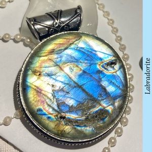Natural Labradorite Gemstone Handmade Slider Pendant